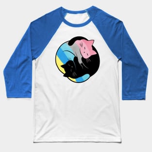 Genderflux Yin Yang Cat LGBT Pride Flag Baseball T-Shirt